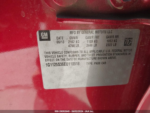 Chevrolet Impala 2lt 2014 1G1125S36EU110918 Image 9