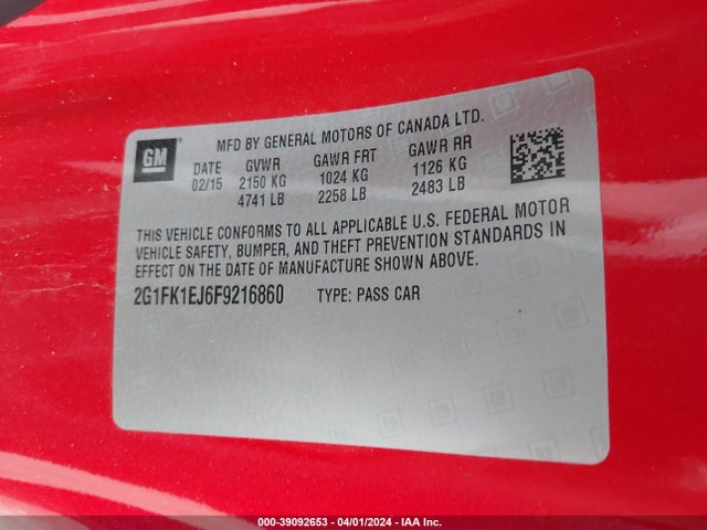 Chevrolet CAMARO 2SS 2015 2G1FK1EJ6F9216860 Image 9