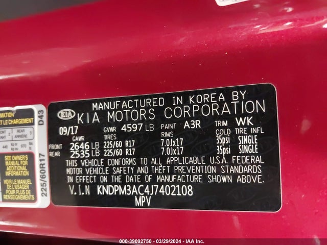 KIA Sportage Lx 2018 KNDPM3AC4J7402108 Image 9