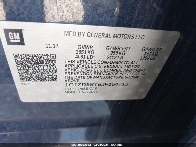 Chevrolet MALIBU LT 2018 1G1ZD5ST5JF154713 Image 9