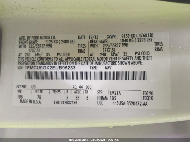 Ford ESCAPE SE 2014 1FMCU9GX2EUB95233 Image 9
