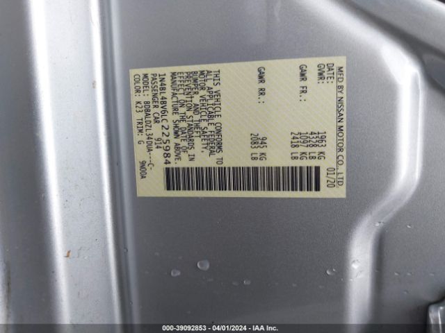 1N4BL4BV6LC225984 Nissan Altima S Fwd