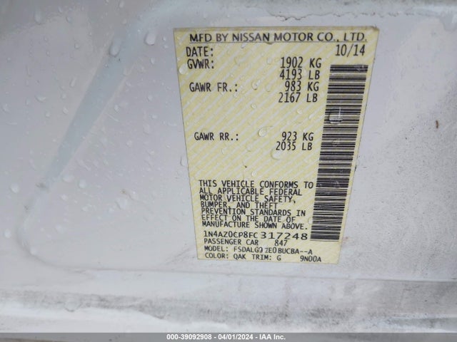 Nissan Leaf Sl 2015 1N4AZ0CP8FC317248 Image 9
