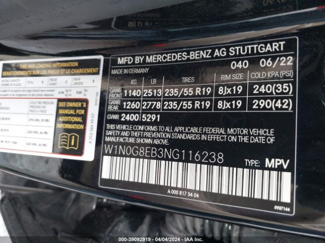 W1N0G8EB3NG116238 Mercedes-Benz Glc 300 4matic Suv
