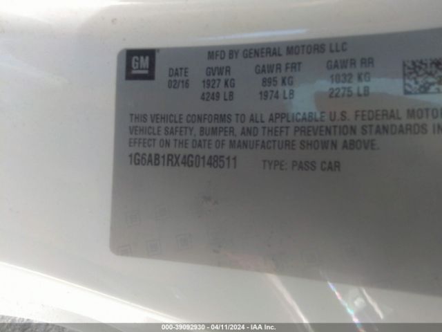 1G6AB1RX4G0148511 Cadillac ATS LUXURY