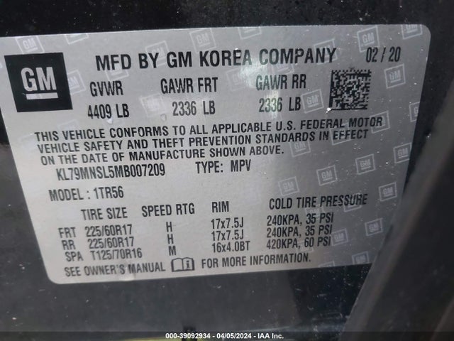 Chevrolet Trailblazer Awd Ls 2021 KL79MNSL5MB007209 Image 9