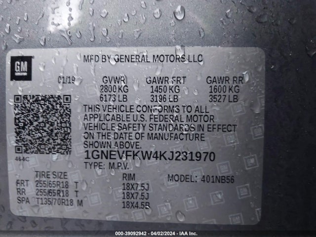 Chevrolet Traverse Ls 2019 1GNEVFKW4KJ231970 Image 9