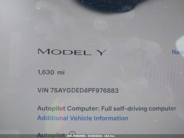7SAYGDED8PF976883 Tesla Model Y Rwd