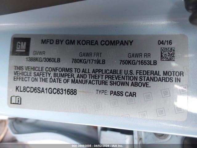 Chevrolet Spark 1lt Cvt 2016 KL8CD6SA1GC631688 Image 9