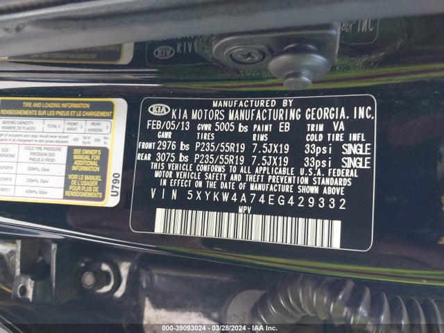 KIA SORENTO SX 2014 5XYKW4A74EG429332 Image 9