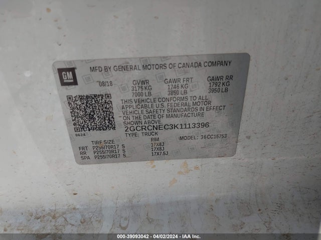 Chevrolet Silverado 1500 Ld Wt 2019 2GCRCNEC3K1113396 Image 9