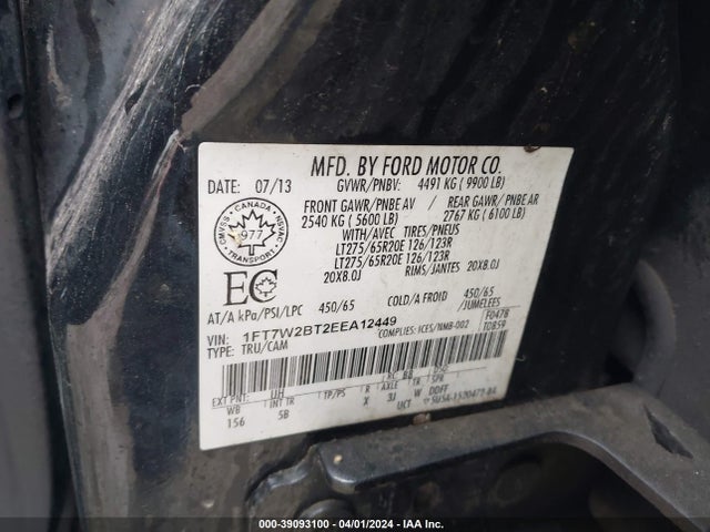 Ford F-250 Lariat 2014 1FT7W2BT2EEA12449 Image 9
