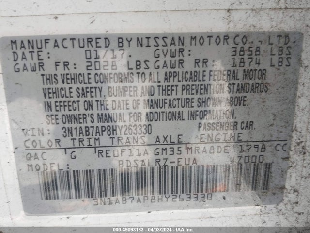 Nissan SENTRA SR 2017 3N1AB7AP8HY263330 Image 9