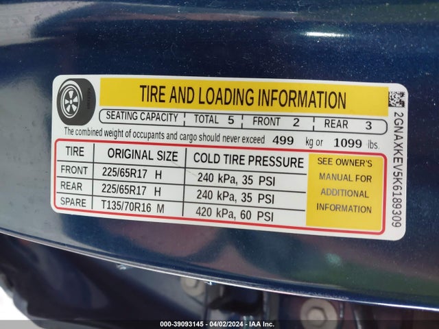 Chevrolet EQUINOX LT 2019 2GNAXKEV5K6189309 Image 9