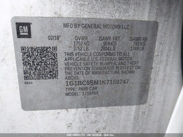 Chevrolet CRUZE LS 2019 1G1BC5SM1K7150747 Image 9
