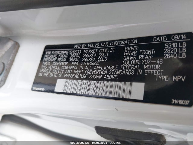 Volvo Xc70 T6 Platinum 2015 YV4902NM4F1213533 Image 9