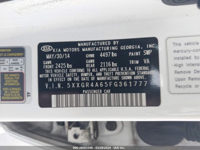 5XXGR4A65FG361777 KIA Optima Sx Turbo