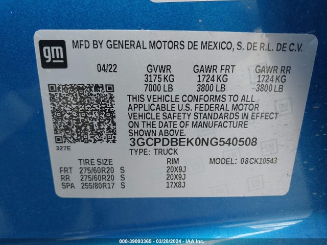 Chevrolet Silverado 1500 4wd  Short Bed Custom 2022 3GCPDBEK0NG540508 Image 9
