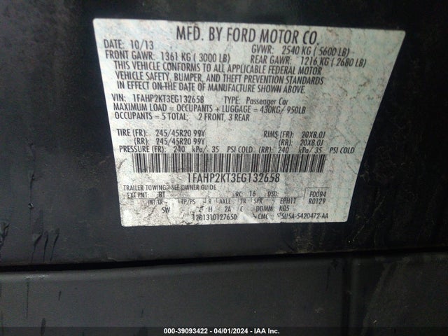 1FAHP2KT3EG132658 Ford TAURUS SHO