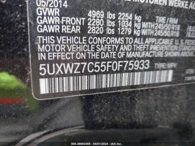 5UXWZ7C55F0F75933 BMW X3 Sdrive28i