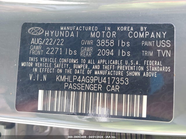 Hyundai Elantra Limited 2023 KMHLP4AG9PU417353 Image 9