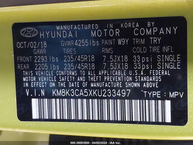 Hyundai Kona Limited 2019 KM8K3CA5XKU233497 Image 9
