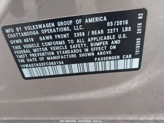 1VWAS7A3XFC083134 Volkswagen Passat 1.8t Limited Edition