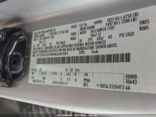 Ford F-150 Xlt 2017 1FTEW1CP5HKC41751 Image 9