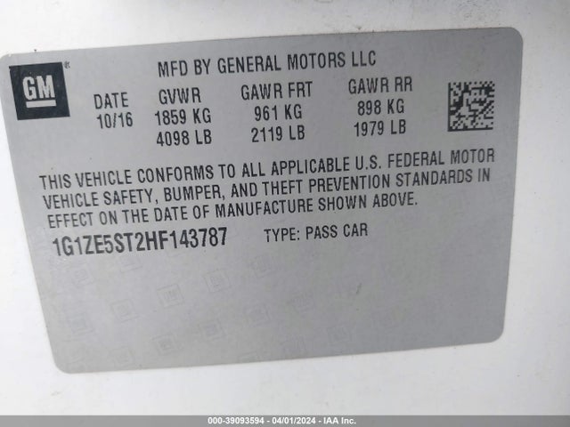 Chevrolet MALIBU 1LT 2017 1G1ZE5ST2HF143787 Image 9