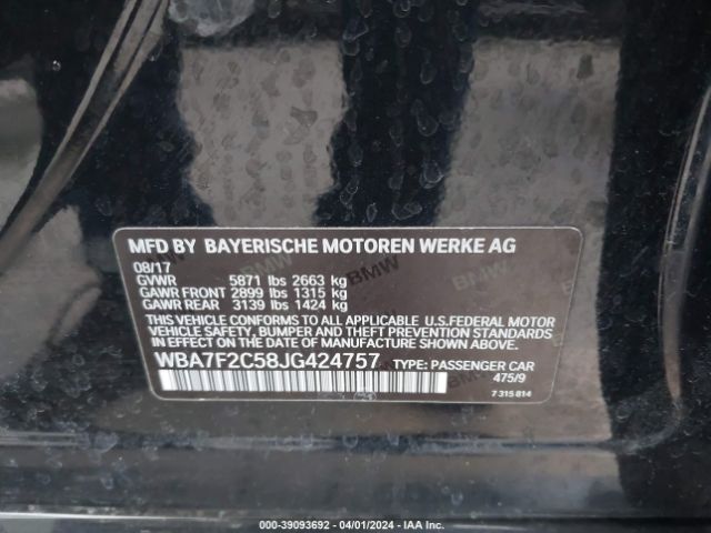 WBA7F2C58JG424757 BMW Alpina B7 Xdrive