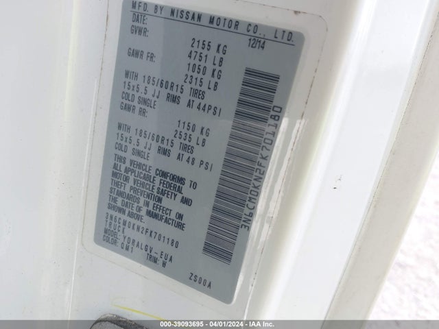Nissan NV200 SV 2015 3N6CM0KN2FK701180 Image 9