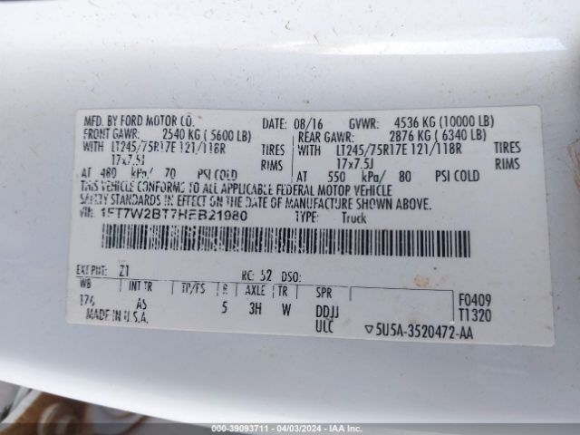 1FT7W2BT7HEB21980 Ford F-250 Xl