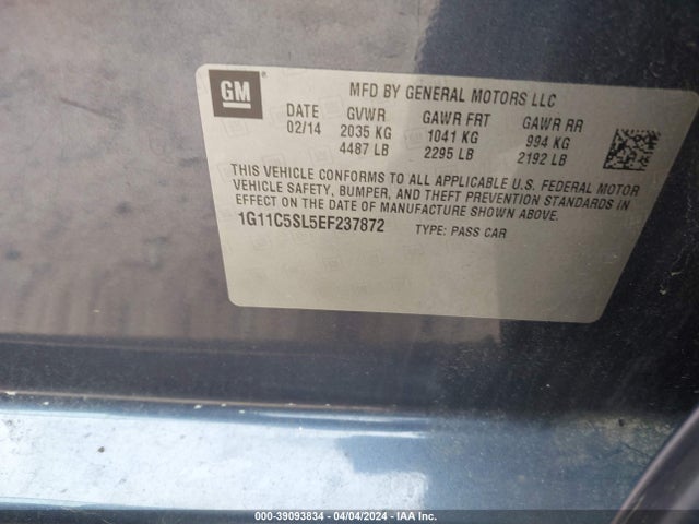 Chevrolet MALIBU 1LT 2014 1G11C5SL5EF237872 Image 9