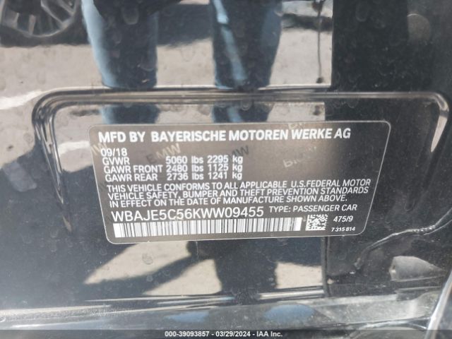 WBAJE5C56KWW09455 BMW 540I