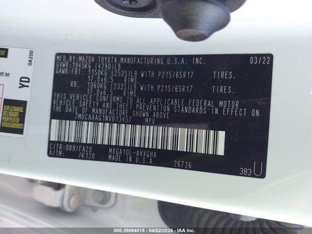 Toyota Corolla Cross Le 2022 7MUCAAAG1NV013457 Image 9