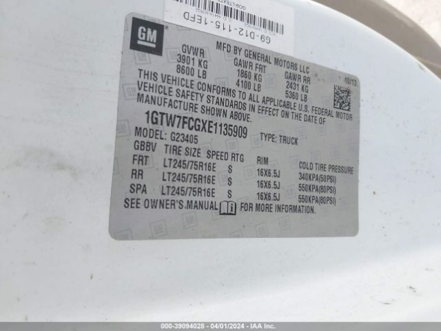 1GTW7FCGXE1135909 GMC Savana 2500 Work Van