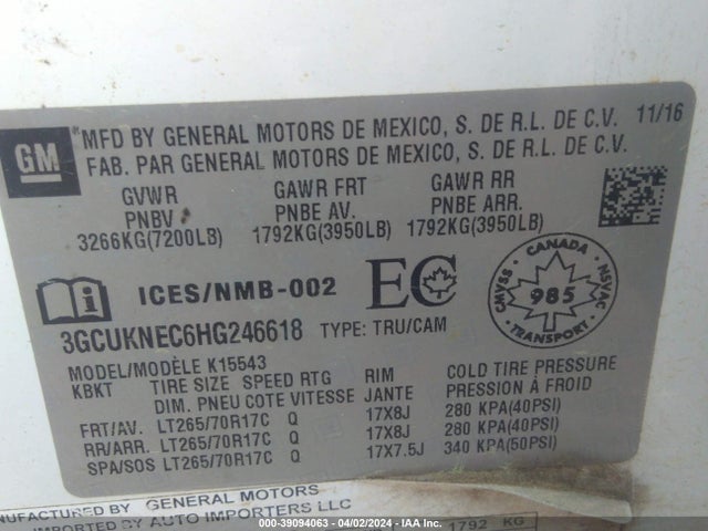 Chevrolet Silverado 1500 Ls/wt 2017 3GCUKNEC6HG246618 Image 9