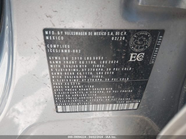3VV4B7AX8LM110913 Volkswagen Tiguan 2.0t Sel Premium R-line