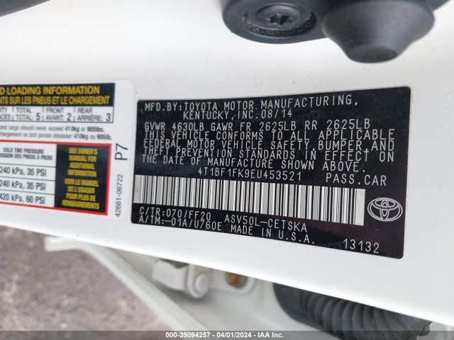 Toyota CAMRY SE 2014 4T1BF1FK9EU453521 Image 9