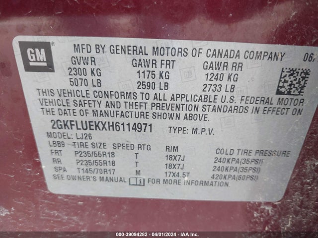 GMC Terrain Slt 2017 2GKFLUEKXH6114971 Image 9