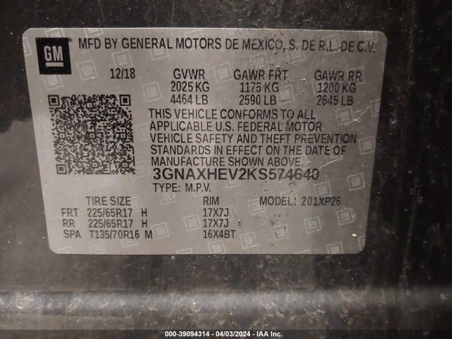 Chevrolet EQUINOX LS 2019 3GNAXHEV2KS574640 Image 9