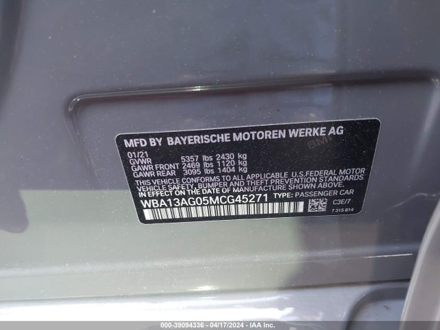 BMW 530e 2021 WBA13AG05MCG45271 Image 9