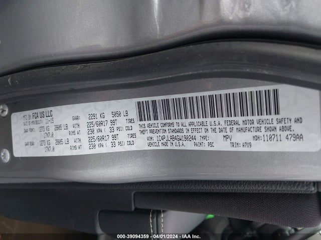 1C4PJLAB4GW190244 Jeep Cherokee Sport