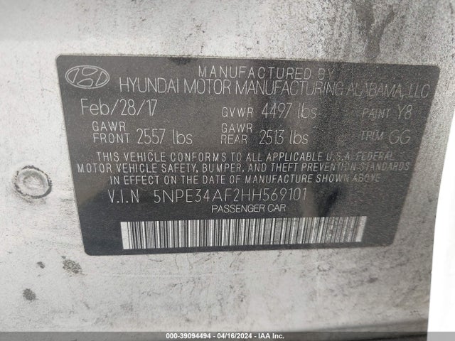 Hyundai Sonata Sport 2017 5NPE34AF2HH569101 Image 9