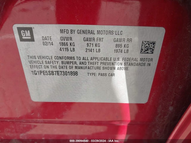 Chevrolet Cruze 2lt Auto 2014 1G1PE5SB7E7301898 Image 9