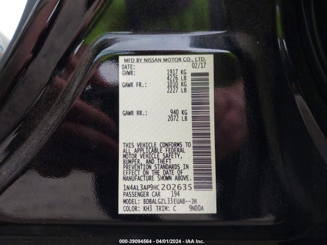 Nissan Altima 2.5 S 2017 1N4AL3AP9HC202635 Image 9