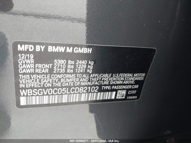 BMW M8 Gran Coupe Competition 2020 WBSGV0C05LCD82102 Image 9