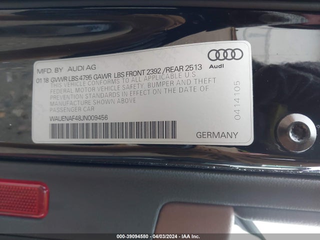 WAUENAF48JN009456 Audi A4 2.0t Premium/2.0t Tech Premium