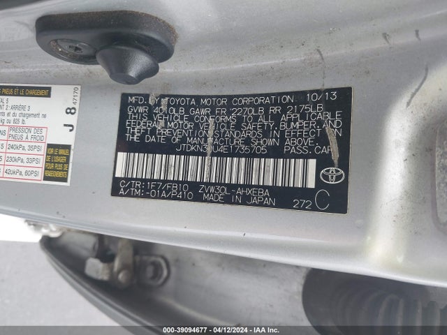 Toyota Prius Five/four/three/two 2014 JTDKN3DU4E1735705 Image 9