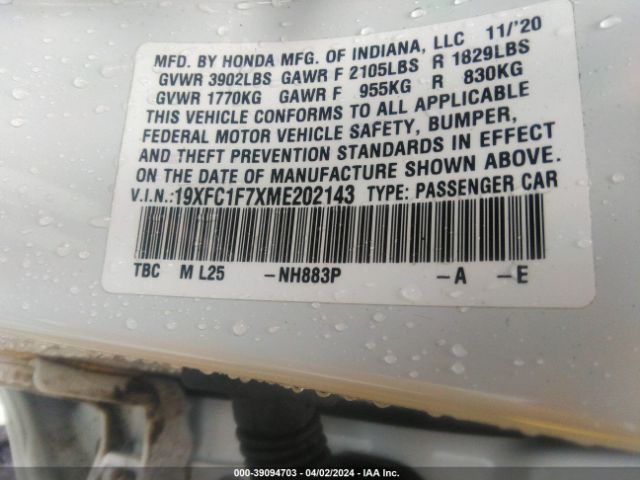 19XFC1F7XME202143 Honda Civic Ex-l